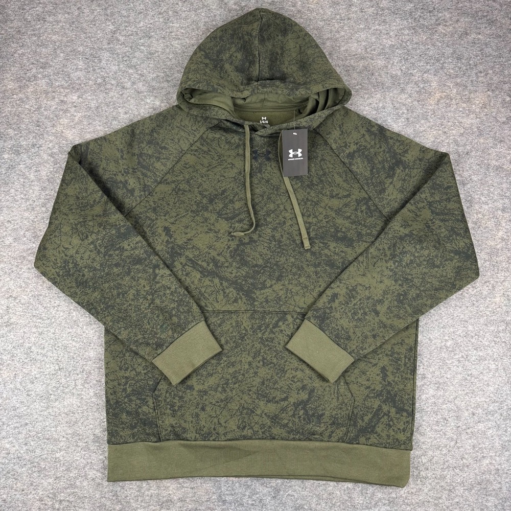 Under Armour Rival Fleece Camo Printed Hoodie Pullover Green Mens Large L